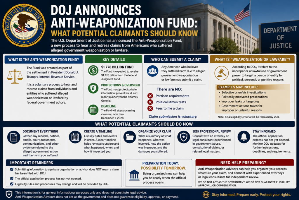 DOJ Announces Anti-Weaponization Fund: What Potential Claimants Should Know