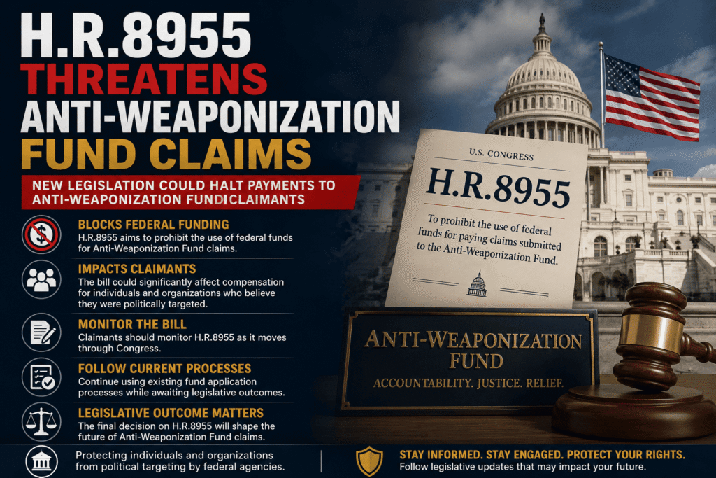 H.R.8955 Threatens Anti-Weaponization Fund Claims and Future Payments