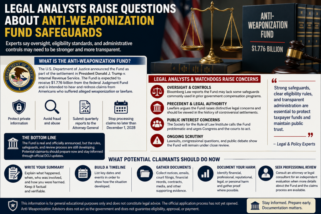 Legal Analysts Raise Questions About Anti-Weaponization Fund Safeguards